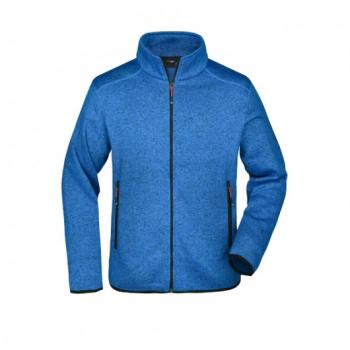 Куртка мужская из вязаного флиса James Nicholson, синий меланж/красный