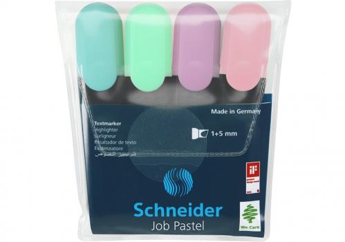Набор маркеров тестовыделителей SCHNEIDER JOB 1-4,5 мм, 4 пастельных цвета в блистере