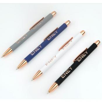 Ручка металева з soft touch, зеркальний лого