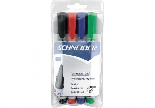 Набор маркеров для досок и флипчартов SCHNEIDER MAXX 290 2-3 мм, 4 цвета в блистере