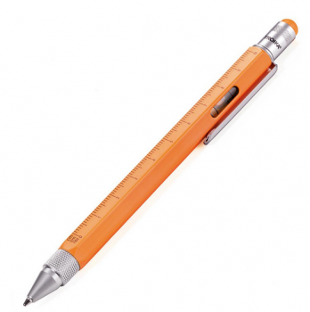 Шариковая многозадачная ручка construction со стилусом; линейкой; отверткой 
