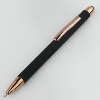 Ручка металева з soft touch, зеркальний лого