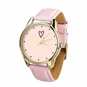 Часы Сердечко (ремешок пудрово - розовый, золото) + дополнительный ремешок