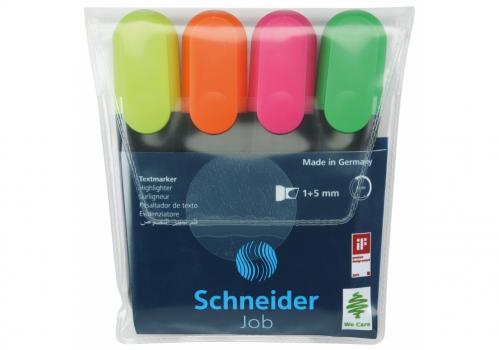 Набор маркеров текстовыделителей SCHNEIDER JOB 1-4,5 мм, 4 цвета в блистере