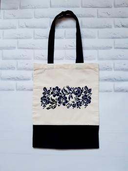 Эко-сумка с вышивкой, дуэт цветов
