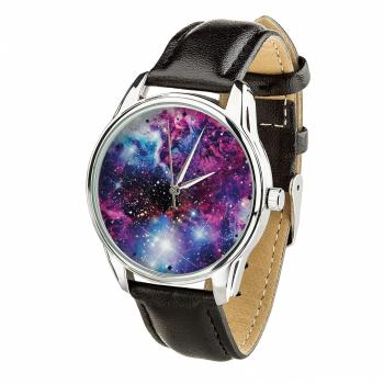 Часы Галактика (ремешок насыщенно - черный, серебро) + дополнительный ремешок